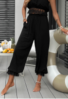 din material textil Pantaloni z koronką Fresh Lace negre