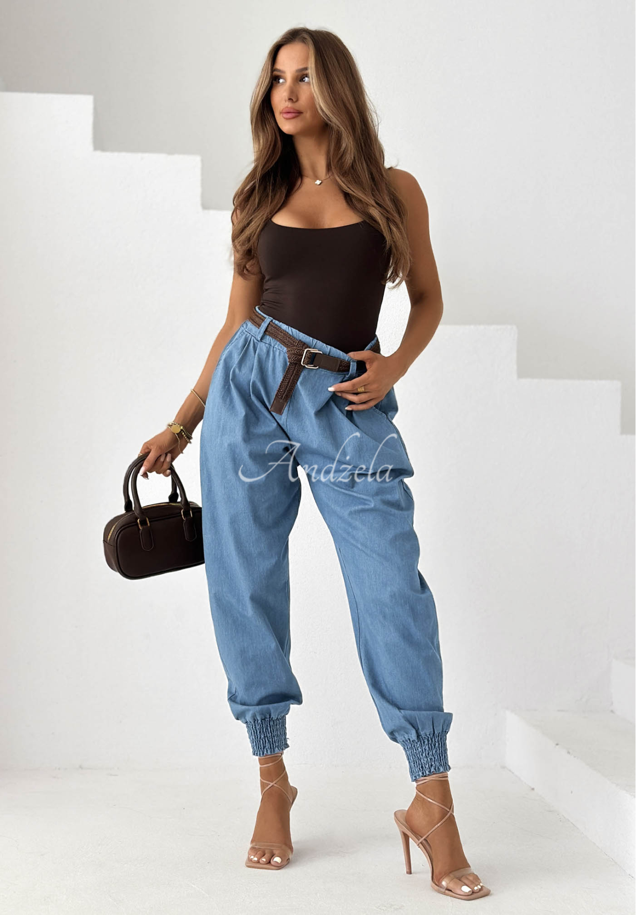 Pantaloni din material tip jogger cu curea Sea Free