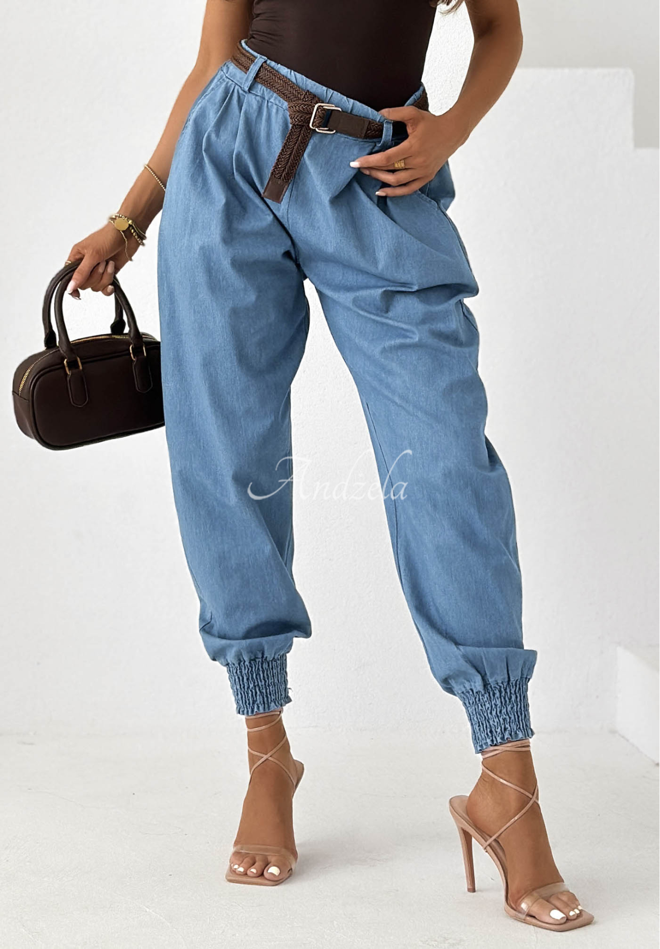 Pantaloni din material tip jogger cu curea Sea Free