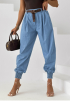 din material textil Pantaloni joggery z paskiem Breeze Please albastre