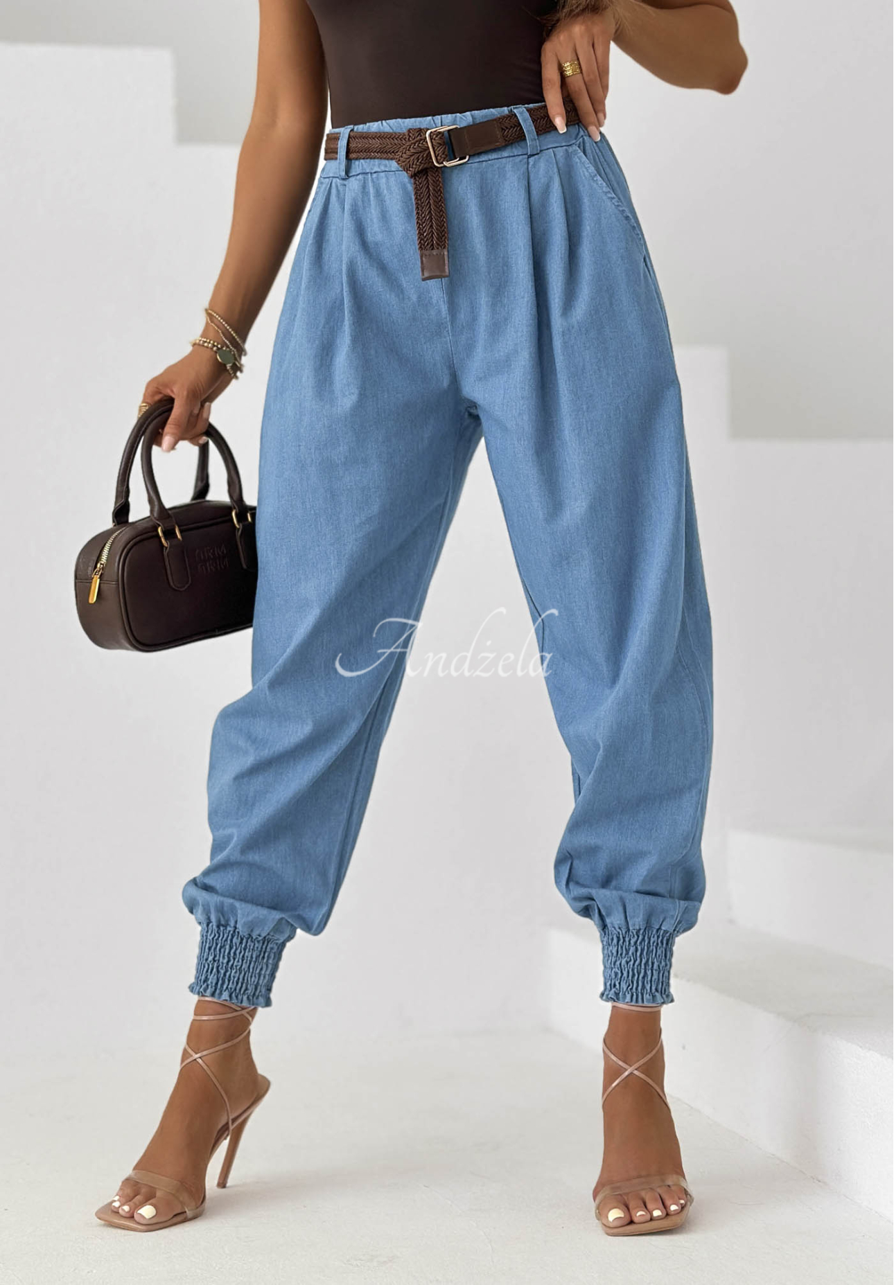 Pantaloni din material tip jogger cu curea Sea Free