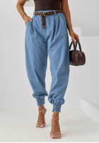 din material textil Pantaloni joggery z paskiem Breeze Please albastre
