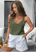 Top  na ramiączkach z dekoltem cu model tip panteră Wild Summer bej