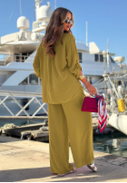 Set din viscoză Summer Skies format din cămașă și pantaloni wide leg