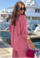 Set din viscoză Summer Skies format din cămașă și pantaloni wide leg