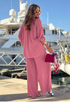 Set din viscoză Summer Skies format din cămașă și pantaloni wide leg