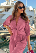 Set din viscoză Summer Skies format din cămașă și pantaloni wide leg
