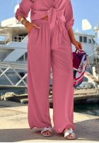 Set din viscoză Summer Skies format din cămașă și pantaloni wide leg