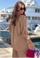 Set din viscoză Summer Skies format din cămașă și pantaloni wide leg