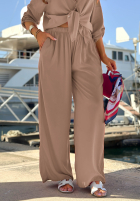 Set din viscoză Summer Skies format din cămașă și pantaloni wide leg