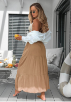 Asymetryczna Rochie maxi z falbankami Ocean Escape kaki
