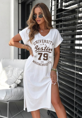 Rochie midi din bumbac cu imprimeu Boston University
