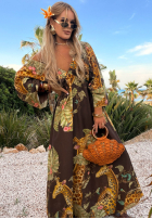 Wzorzysta Rochie maxi Safari Voyage ciocolatie