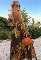 Wzorzysta Rochie maxi Safari Voyage ciocolatie