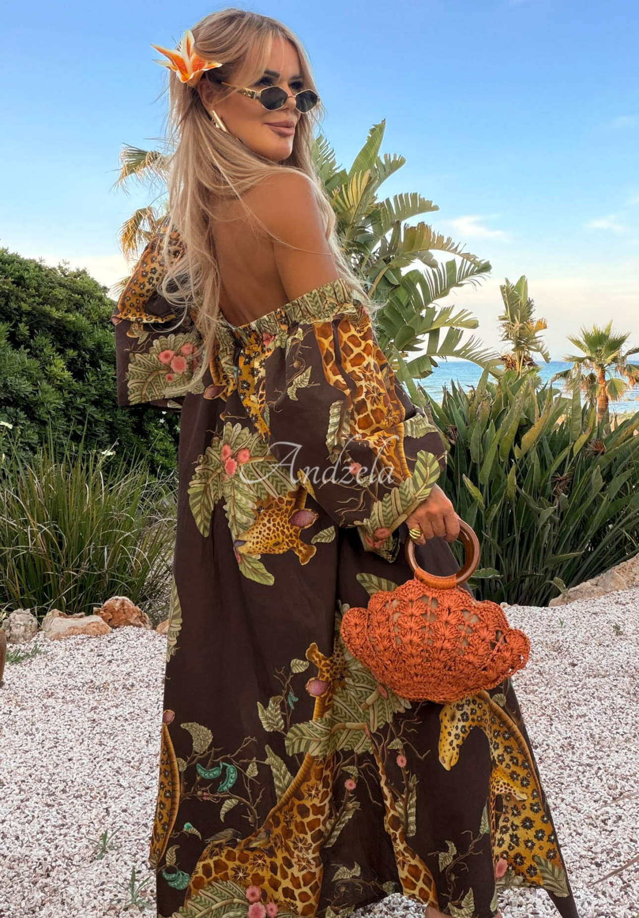 Rochie maxi cu imprimeu din bumbac Safari Voyage