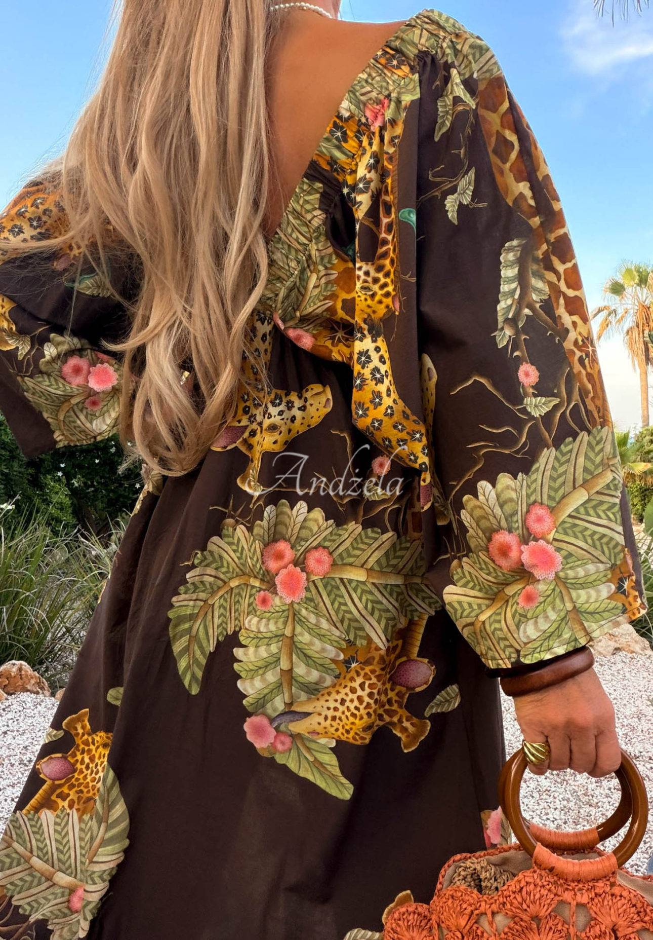 Rochie maxi cu imprimeu din bumbac Safari Voyage
