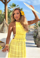 Compleu Top  i Fustă Letters To Summer galben banană