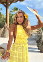 Compleu Top  i Fustă Letters To Summer galben banană