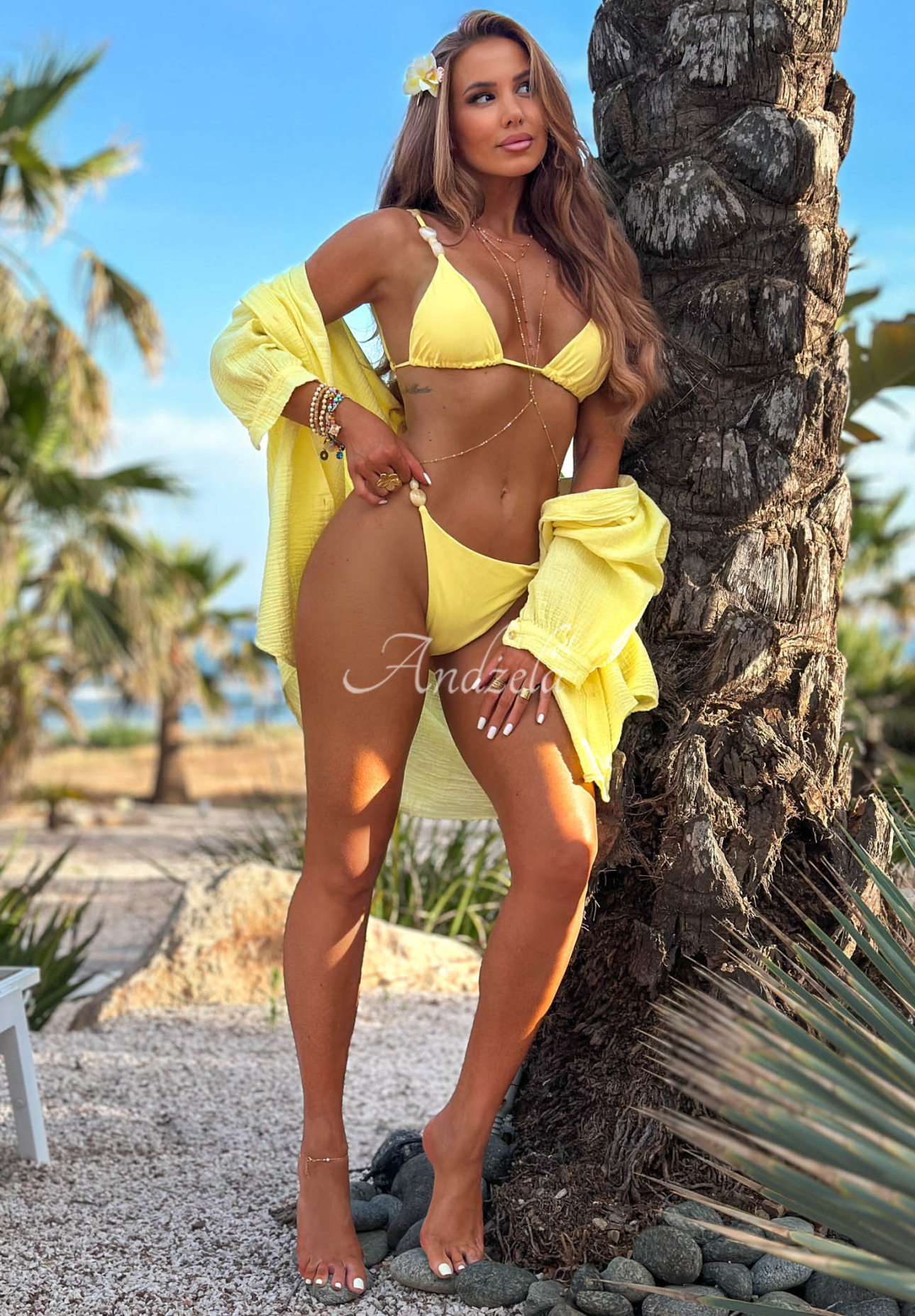 Costum de baie din două piese cu pietre decorative Warm Escape