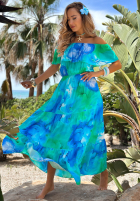 Kwiecista Rochie maxi z falbankami Summer Estate albastră