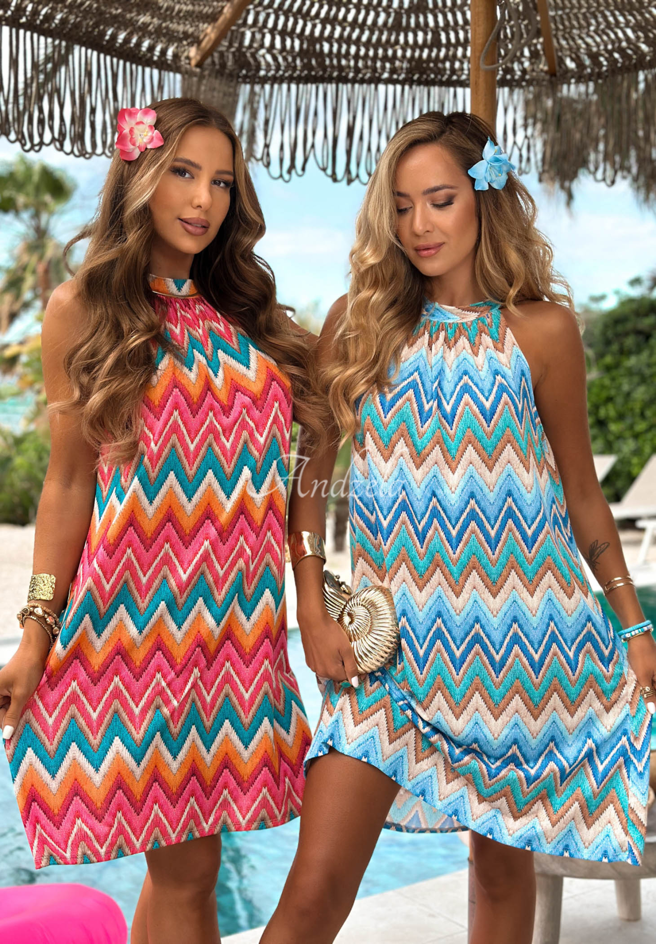 Rochie mini cu imprimeu și viscoză Mexico Sunset