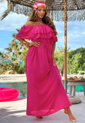 Rochie spaniolă maxi din viscoză cu volănașe Sunset Diva