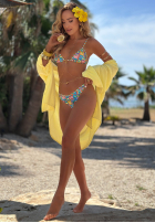 Dwuczęściowy kostium kąpielowy bikini cu modele Colorful Shells niebiesko-roz