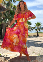 Kwiecista Rochie maxi z falbankami Summer Estate albastră