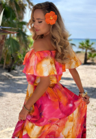 Kwiecista Rochie maxi z falbankami Summer Estate albastră