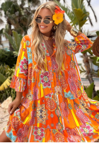 Wzorzysta Rochie Magnala Sierra portocalii