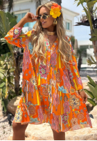 Wzorzysta Rochie Magnala Sierra portocalii