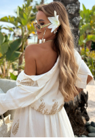Wzorzysta Cămașă Gold Palms biało-auriu