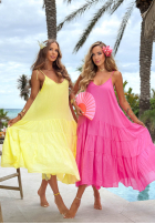 Zwiewna Rochie maxi na ramiączkach z falbankami Hot Waves roz