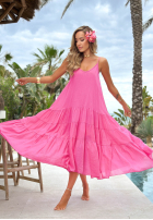 Zwiewna Rochie maxi na ramiączkach z falbankami Hot Waves roz