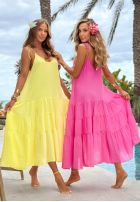 Zwiewna Rochie maxi na ramiączkach z falbankami Hot Waves roz