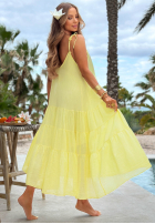 Zwiewna Rochie maxi na ramiączkach z falbankami Hot Waves roz
