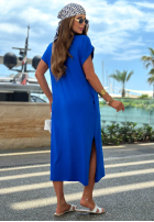 Rochie midi z rozcięciem Sea Sailing albastru cobalt