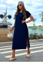 Rochie midi z rozcięciem Sea Sailing albastru cobalt