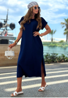 Rochie midi z rozcięciem Sea Sailing albastru cobalt