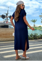 Rochie midi z rozcięciem Sea Sailing albastru cobalt