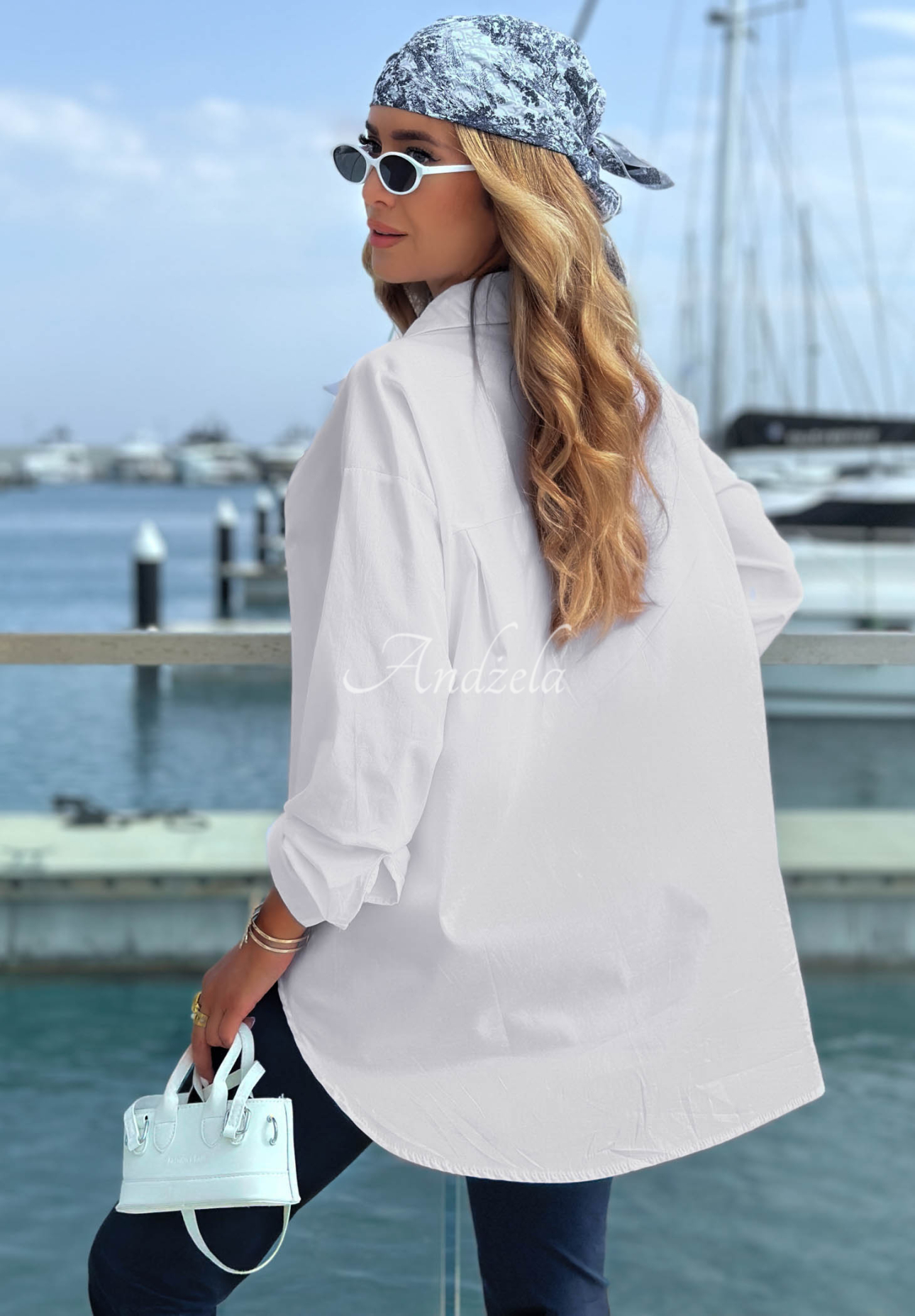 Cămașă elegantă oversize din bumbac cu guler Prestige Harbor