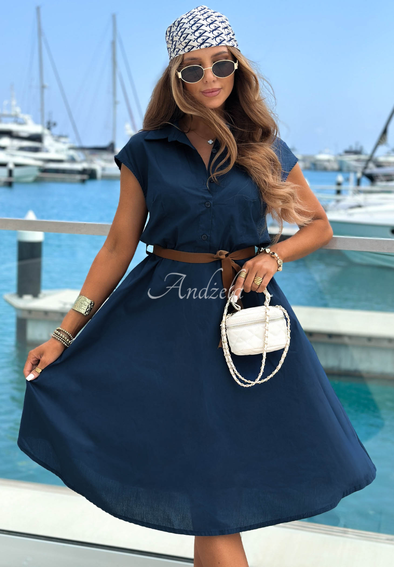 Rochie tip cămașă din bumbac Yacht Haven