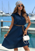 Elegancka koszulowa Rochie midi z paskiem Yacht Haven bluemarin