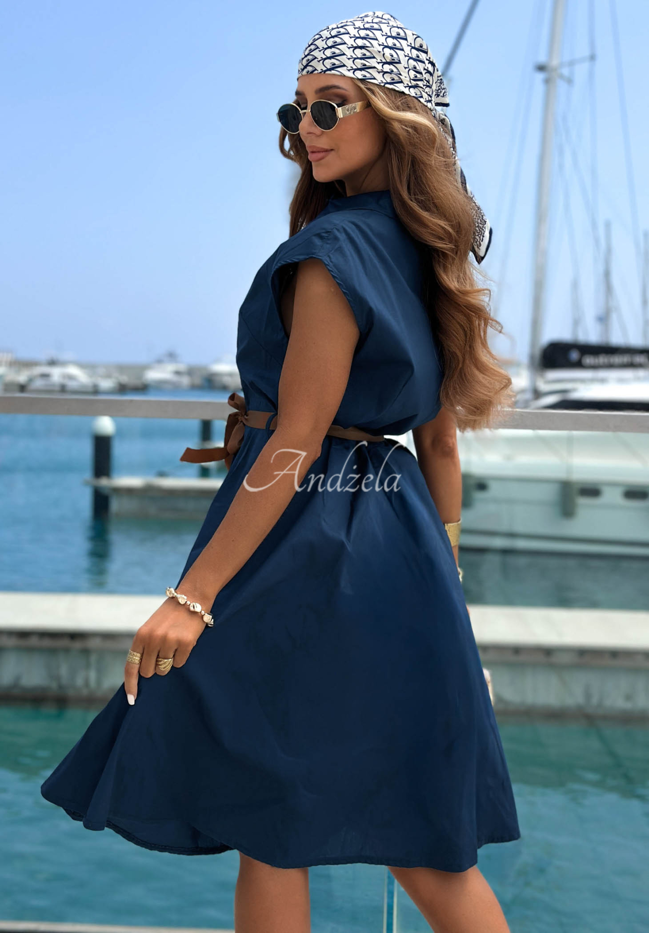 Rochie tip cămașă din bumbac Yacht Haven