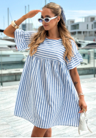 Rochie mini w paski Ocean Crest biało-albastră