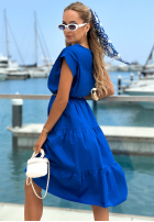 Rochie maxi z falbankami i paskiem Sea Venture albastru cobalt