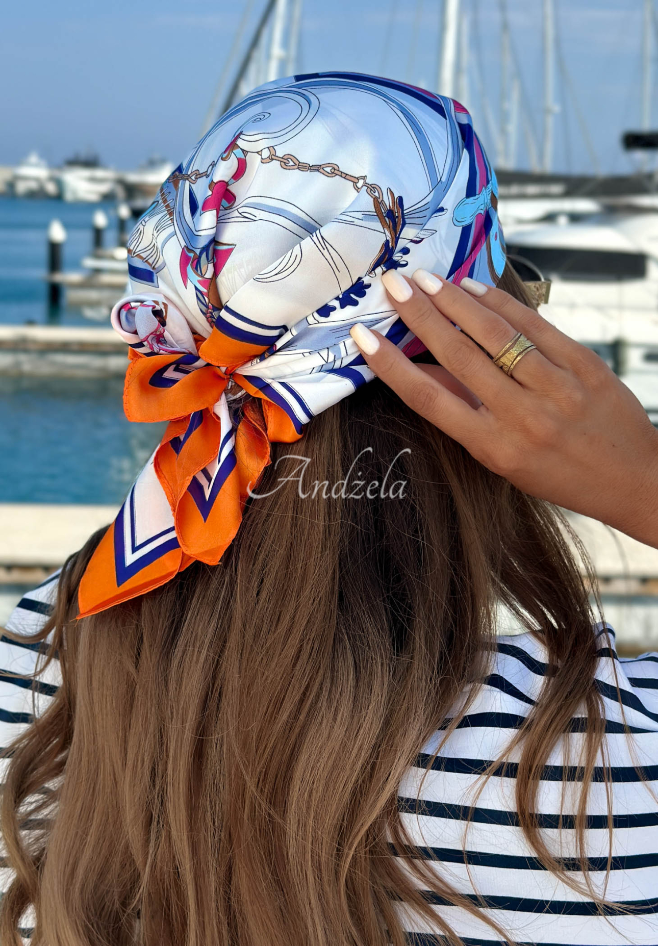 Eșarfă cu imprimeuri din viscoză Sail Away