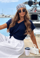 Tricou din bumbac cu decolteu în V Sea Sailing