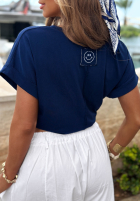 Tricou din bumbac cu decolteu în V Sea Sailing