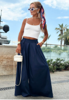 din material textil Pantaloni wide leg szwedy Sea Elegance bluemarin